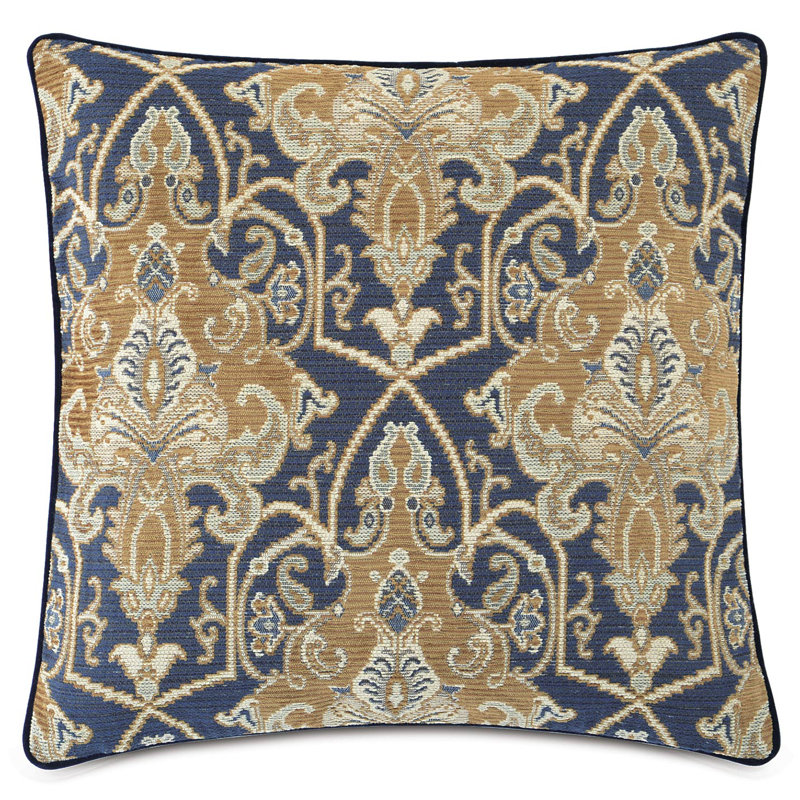 Arthur Damask Reversible Throw Pillow, Polyester, 22"H x 22"W x 0.6"D