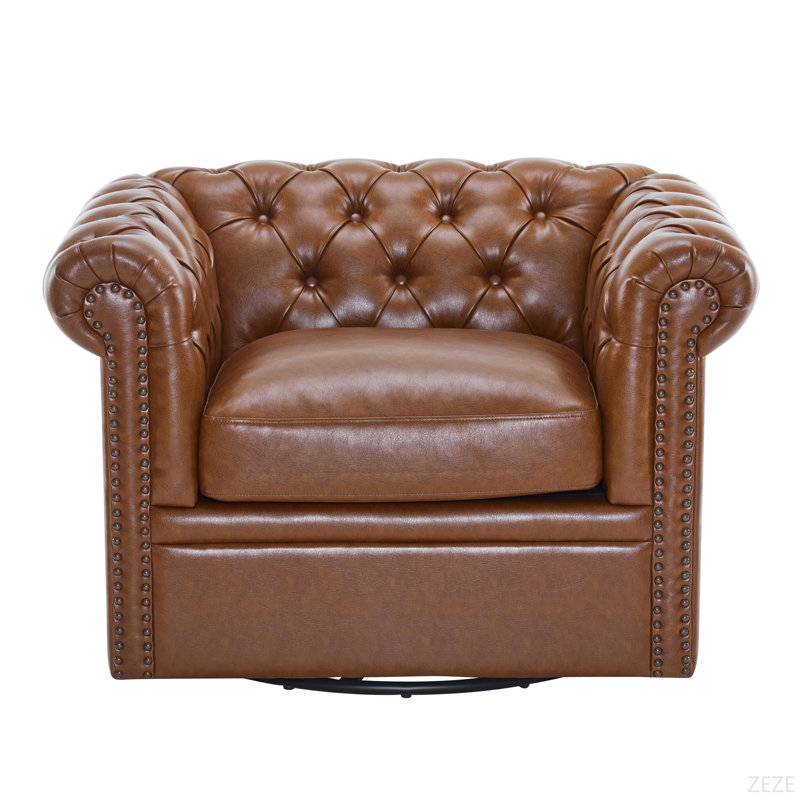 Fauteuil club pivotant Chesterfield, Cognac