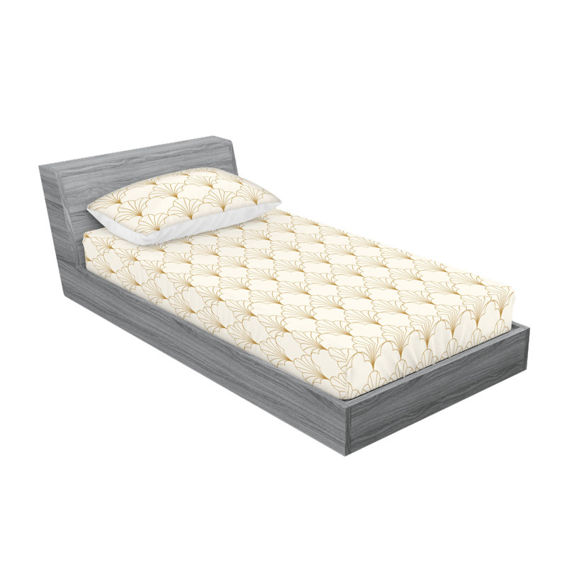 Ensemble de draps en microfibre géométrique, Coquille d'œuf / brun sable, Ensemble de draps pour lit simple TG avec 1 taie d