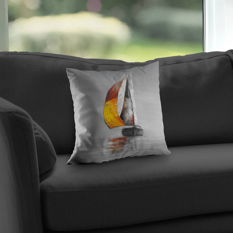 Sail Gray Contemporary Poly Twill Throw Pillow | Home Decor