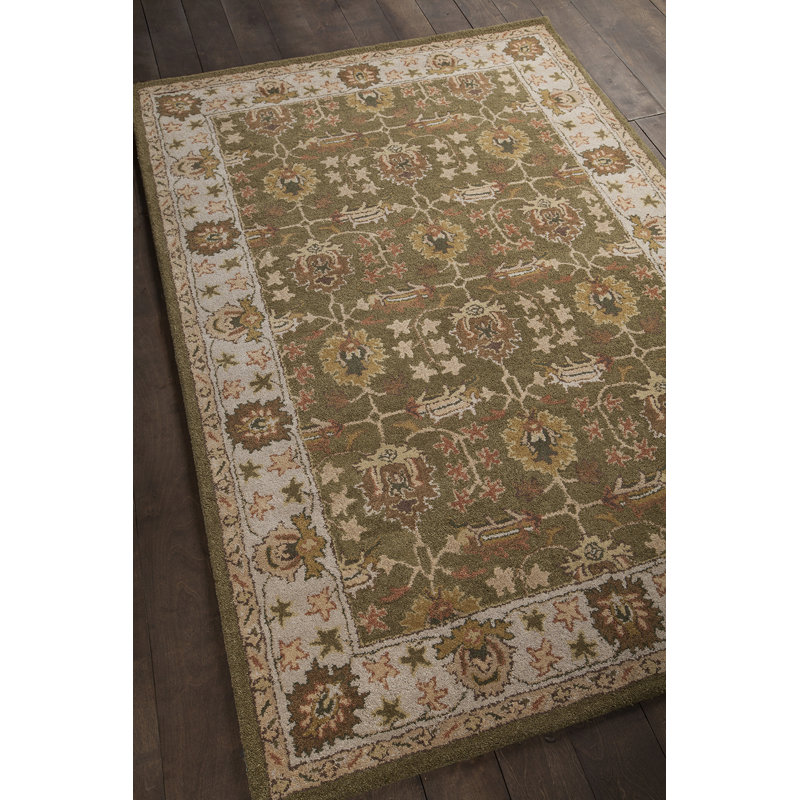 Tapis vert en laine touffeté à la main Kinsley, Rectangle 2 pi x 3 pi