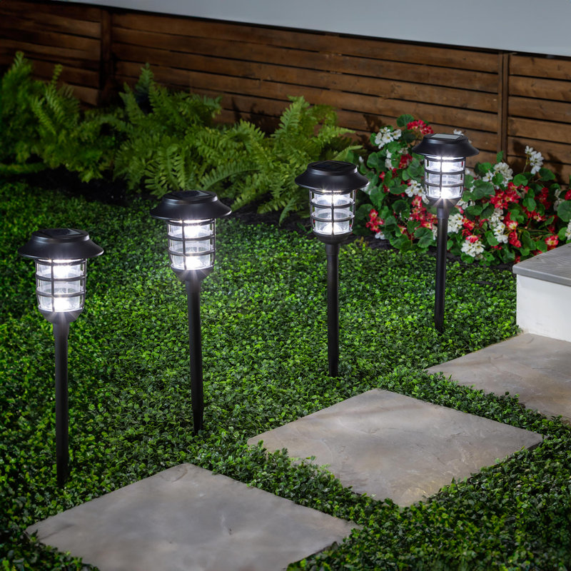 Black Solar Pathway Light Set of 4, Satin Black