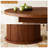 43.3"-59" Round Extendable Dining Table for 4-6, Oval Kitchen Dining  Table with Storage, Pedestal Dining Table-819961056