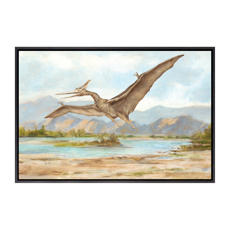 «Dinosaur Illustration VI» par Ethan Harper - reproduction, H 26 po x l 40 po x 1,5 po, Toile avec cadre noir patiné