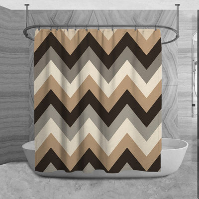 Décoration de salle de bain à motif de chevrons brun