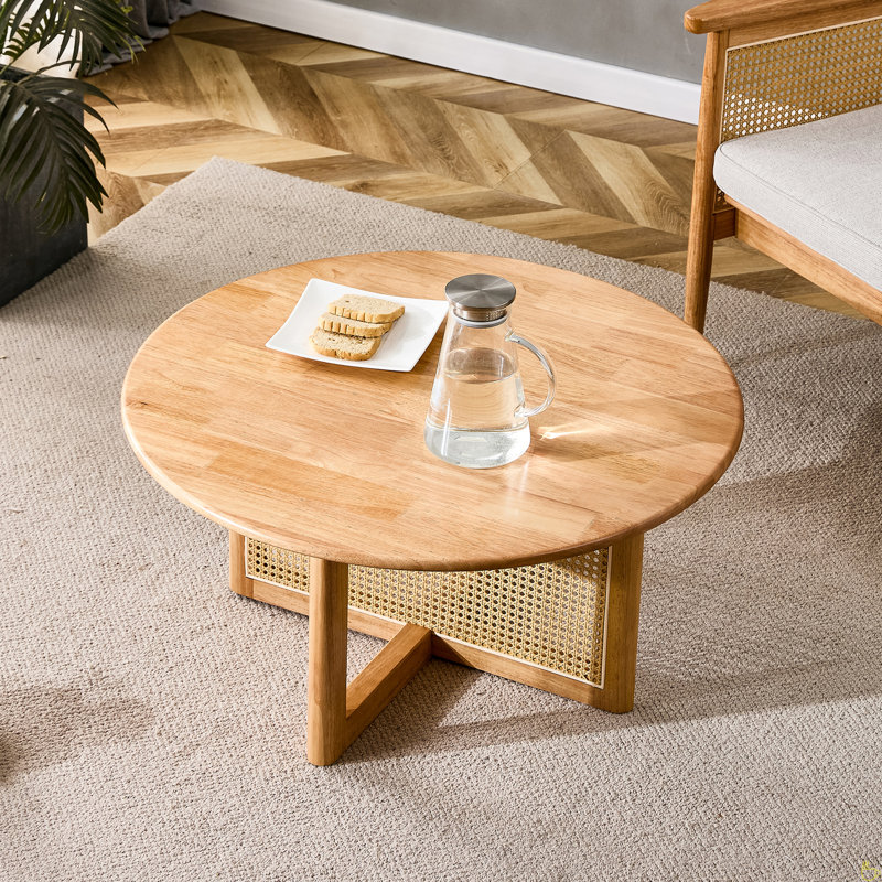 Table basse Amon, table basse, table de salon, Naturel, 16.54" H x 33.46" L x 33.46" W