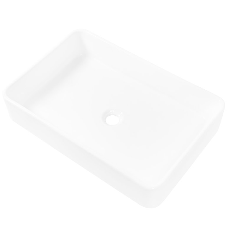 24"X16" Ceramic Vessel Bathroom Sink - Smooth & Surface 24X16 Rectangular Modern Style Stain Resistance, White