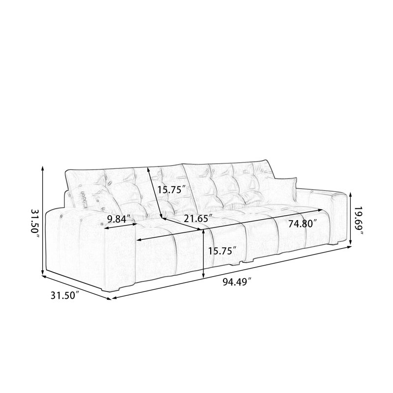 Canapé modulaire en similicuir caramel, 31.5" H x 94.49" W x 31.5" D, Caramel