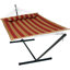 Hamac de bar en polyester matelassé 2 personnes avec support Mullin - Rayures rouges-10600045-10600042
