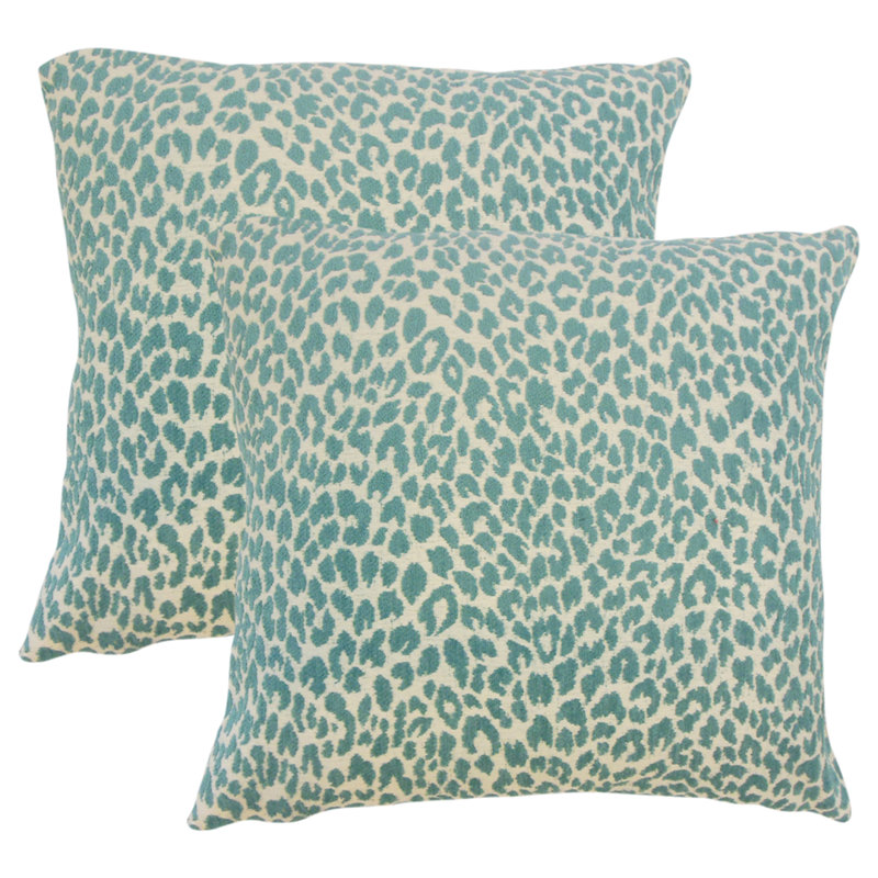 Motyka Animal Print Reversible Throw Pillow, Teal