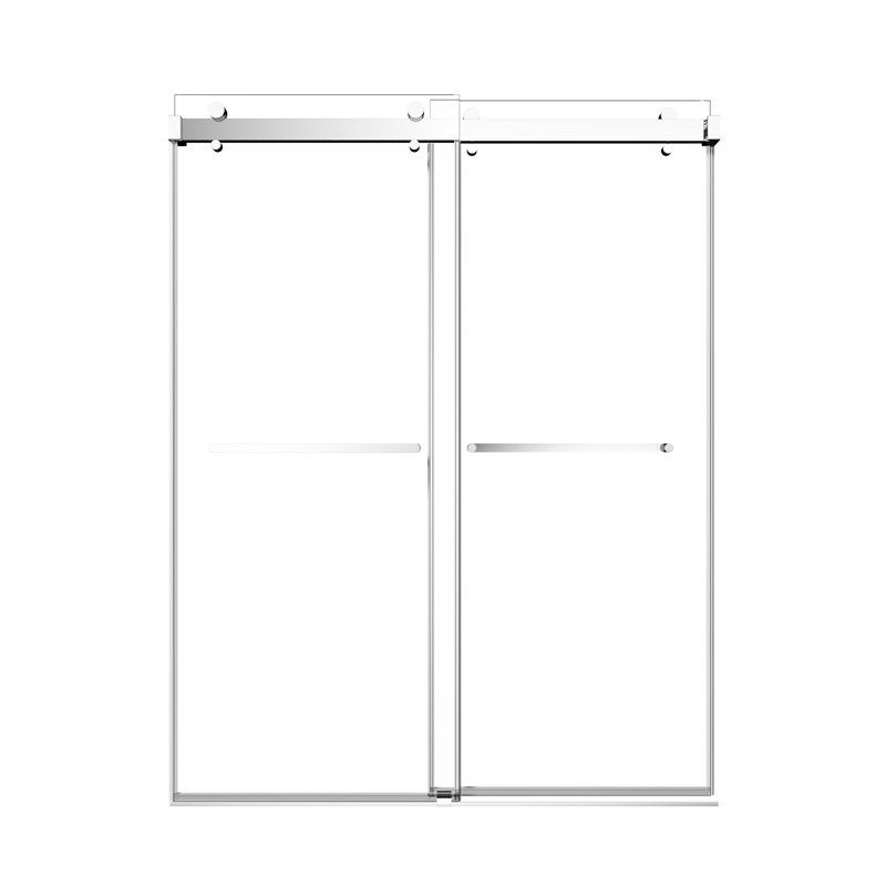 Porte de douche coulissante double 72 po - 76 po en verre trempé de 3/8 po (10 mm), rail en acier inoxydable, 4 roulettes, construction robuste, X 76 po, raccords, fonctionnement stable