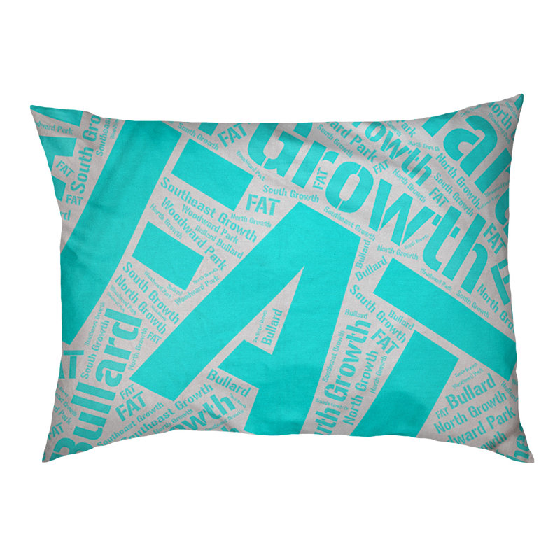 Coussin de chien « districts », Fresno, Grand (l 40 po x P 30 po x H 14 po), Cyan