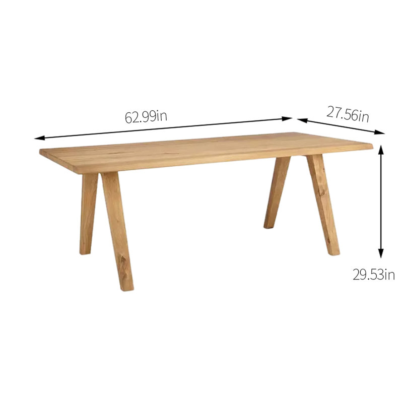 Khaiya Ash Solid Wood Dining Table, 27.56" W x 62.99" L