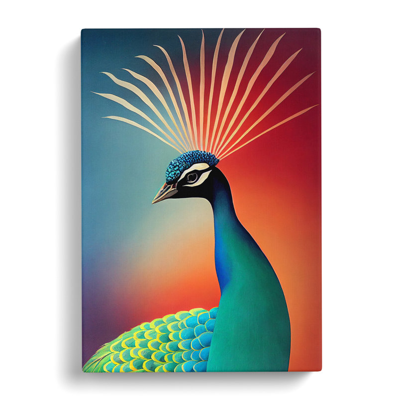 Bold Peacock Art No.3 - Wrapped Canvas, 50cm H x 35cm W x 3cm D
