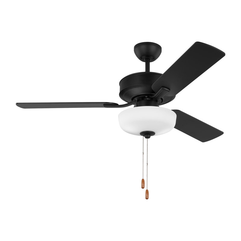 48'' Ceiling Fan with LED Lights, Midnight Black, Midnight Black/American Walnut