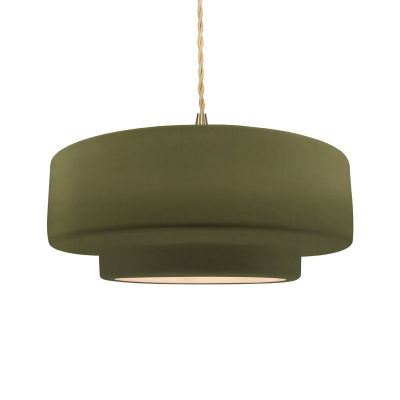 Luminaire suspendu à 1 lumière Meydan, H 6 po x l 16,25 po x P 16,25 po, Vert mat, Laiton brossé