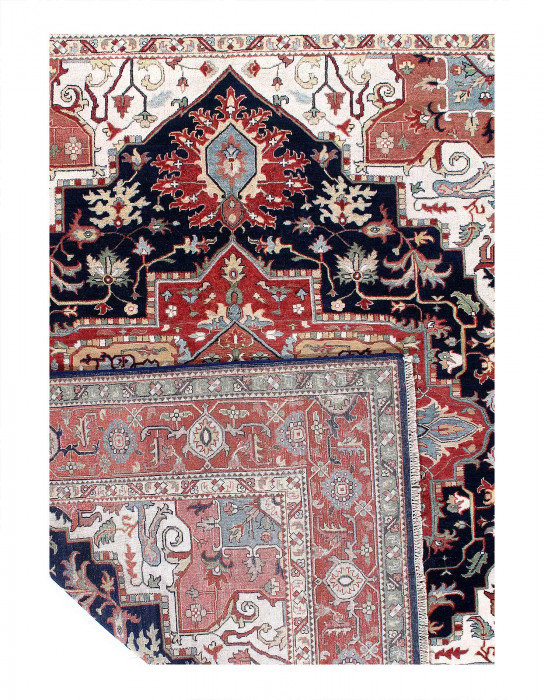 Tapis bleu marine en laine 8 pi 1 po x 10 pi 1 po Debrea