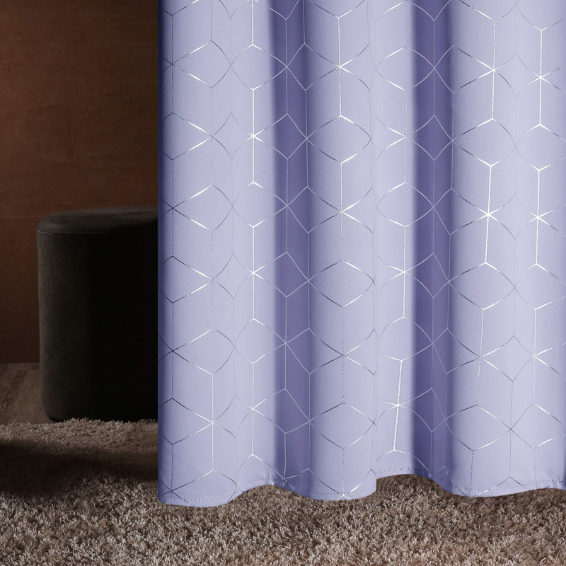 Decorative Silver Diamond Blackout Curtains(Set of 4), Black, 42" W x 54" L