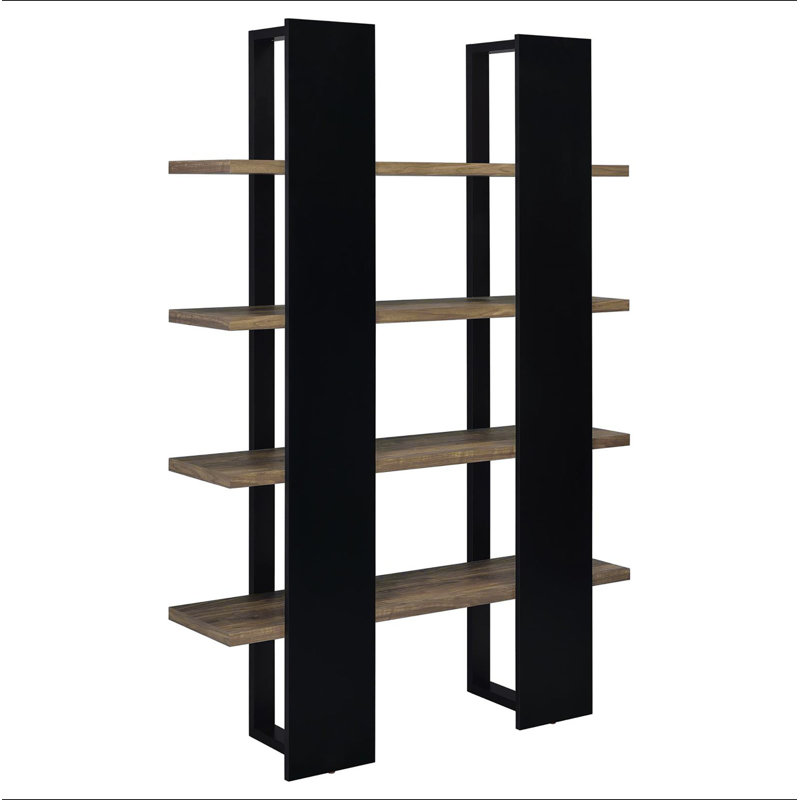 Mystrene Black and Walnut 4-Shelf Bookcase