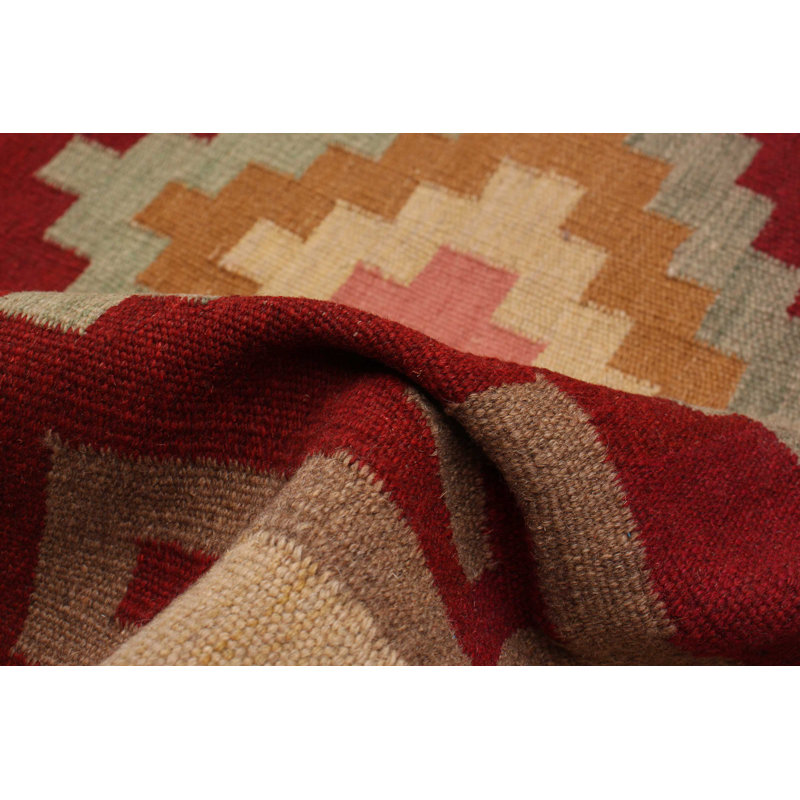 Tapis rouge foncé en laine nouvel âge 4 pi 11 po x 6 pi 7 po Kokou