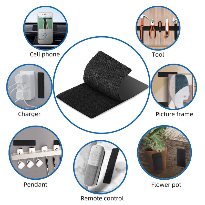 4"x4" Adhesive Hook and Loop Square 2/pk