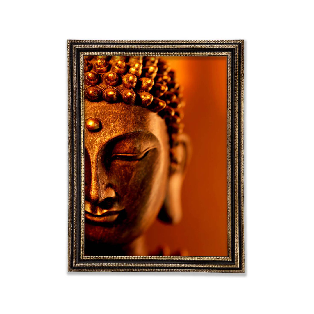 Buddha Gesicht Orange Gerahmter Druck