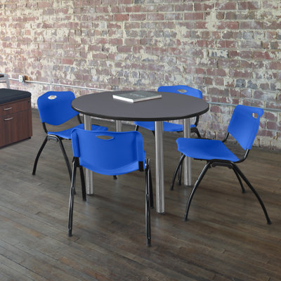 Kee Round Breakroom Table Top, 4 M Stack Chairs
