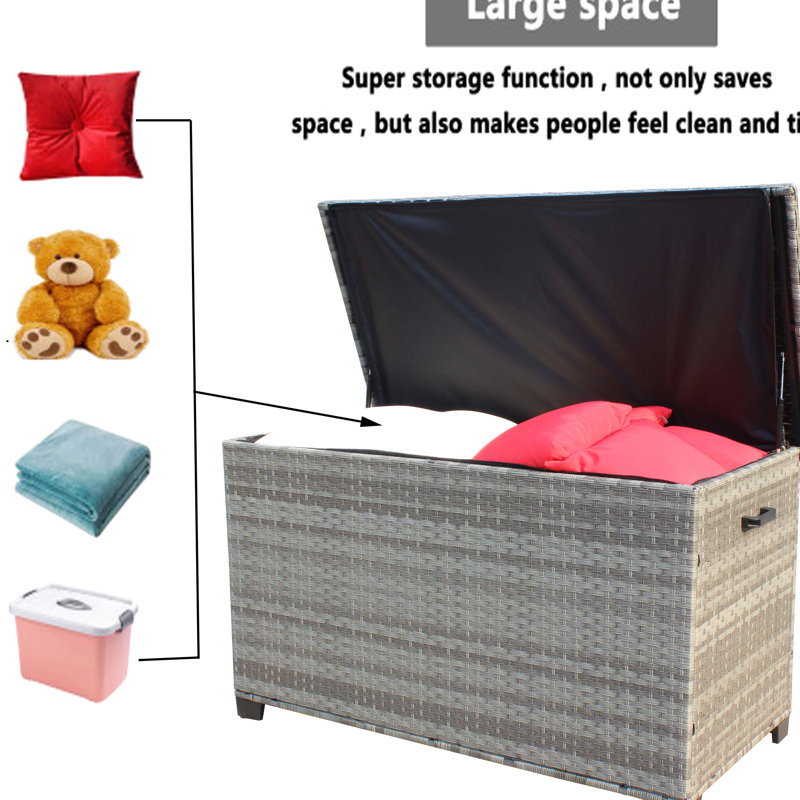 Patio Storage - Grey. 148 Capacity. Strengthened Lid With Pp Board. Interior. Handles For Movement. Pe & Steel. Assembly Required Grey Furniture 148 Gallon. Protection. Large Mobility.