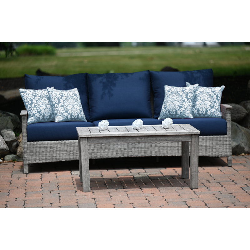 Shelburne 40" Outdoor Weathered Teak Rectangle Coffee Table