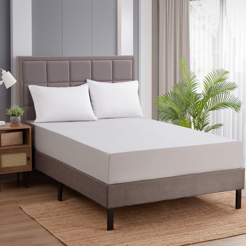 Brushed Microfiber Bottom Sheets with Built in Sheet Straps, King Fitted Sheet, Silver