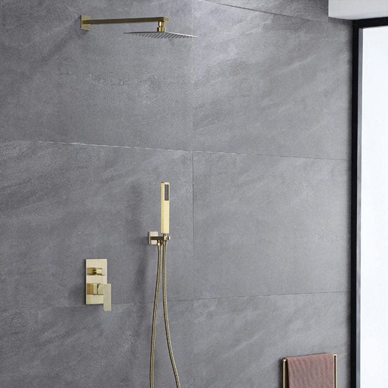 Robinet de douche à pluie avec valve brute, Or brossé