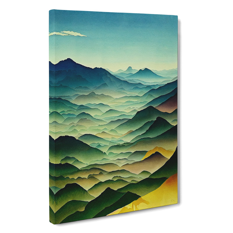 Painting of a Mountain Landscape No.4 - Wall Art, 76cm H x 50cm W, Wrapped Canvas, No Matte