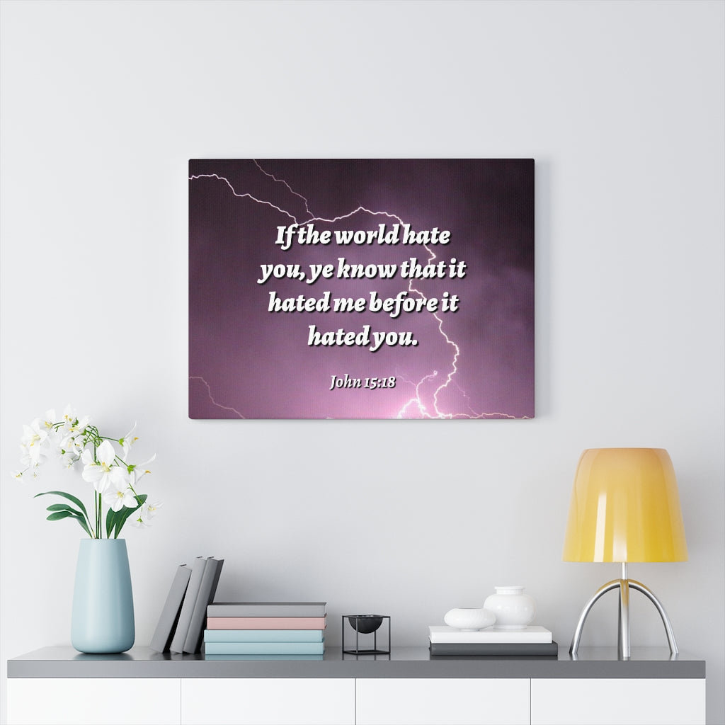 The World John 15:18 - Wrapped Canvas Typography