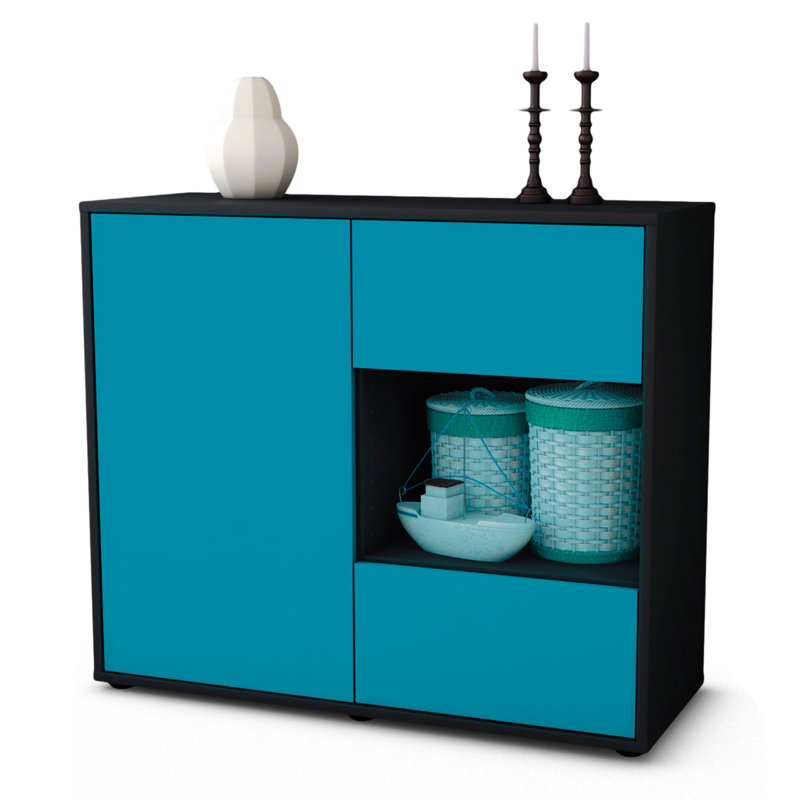 Quebec 92cm Sideboard, Anthracite/Turquoise