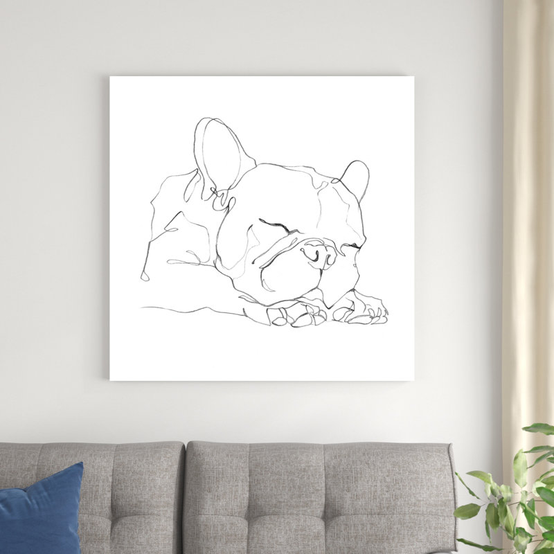 Bouledogue français Contour II, H 36 po x l 36 po, Toile tendue, Non