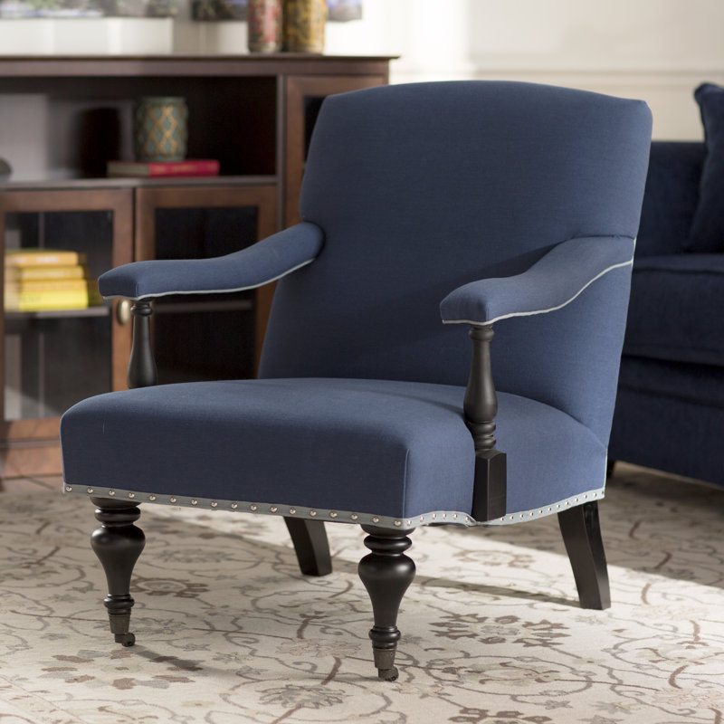 Upholstered Armchair, Steel Blue Linen