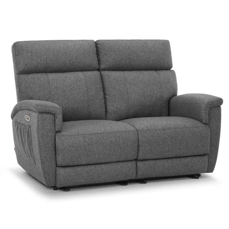 60.2" Power  Recliner Loveseat Sofa with Vibration, Dual Heating, Adjustable Headrest, Fabric, Dark Gray