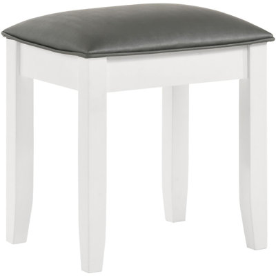 Glossy Vanity Stool With Padded Seat White Modern Accent Chair Contemporary Bedroom Chair