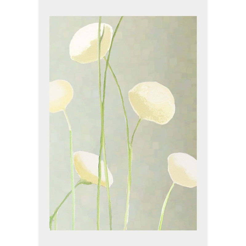 Cream Flowers On Mist Painting, 19" H x 13" W