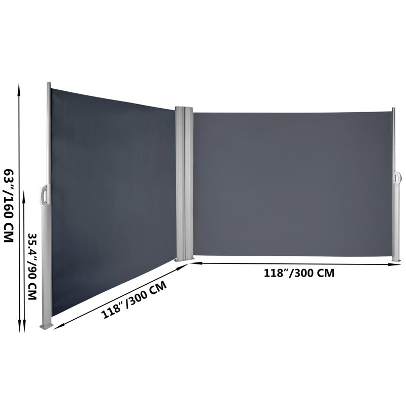 VEVOR 236'' W x 63'' D Metal Cover Retractable Side Awning, Gray