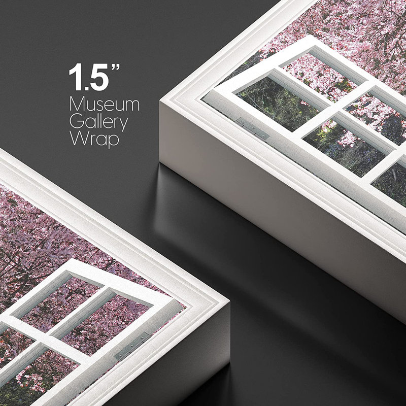 «Window Scenery Cherry Blossom in Spring», impression sur toile tendue