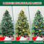 Sapin de Noël artificiel floqué préilluminé de 2 m (6,5 pi) avec 350 DEL multicolores, pommes de pin, 1 000 suggestions, 8 modes et étoile – Vert, taille unique