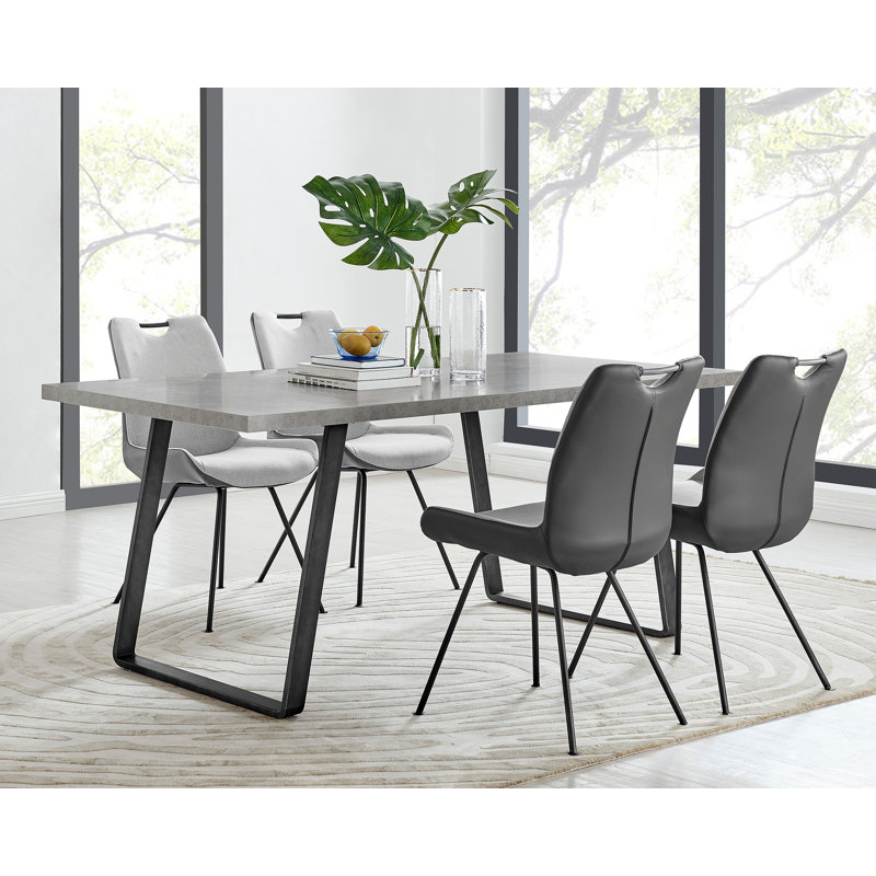 5 Piece Rectangular Dining Set, Light Gray
