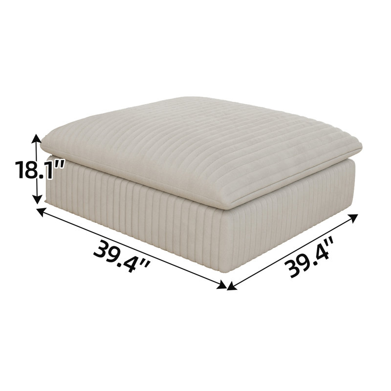 Nuage de siège profond blanc à double couche en velours côtelé, coussin amovible, sans assemblage, pouvant être bricolé pour une chambre à coucher, un salon, une salle de conférence et un appartement, confort luxueux en plumes, modulaire