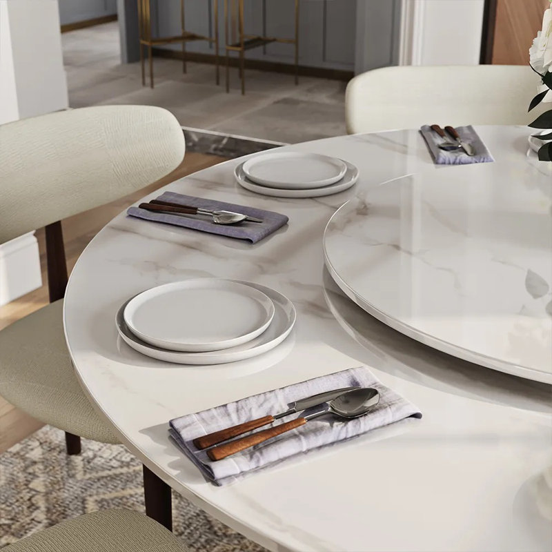Table de salle à manger CR039AEH-WFUS1, H 29,53 po x L 51,18 po x l 51,18 po, Blanc lustré, Bronze