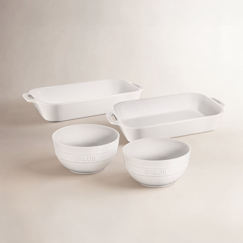 Ceramics 4 Piece Baker Set, White