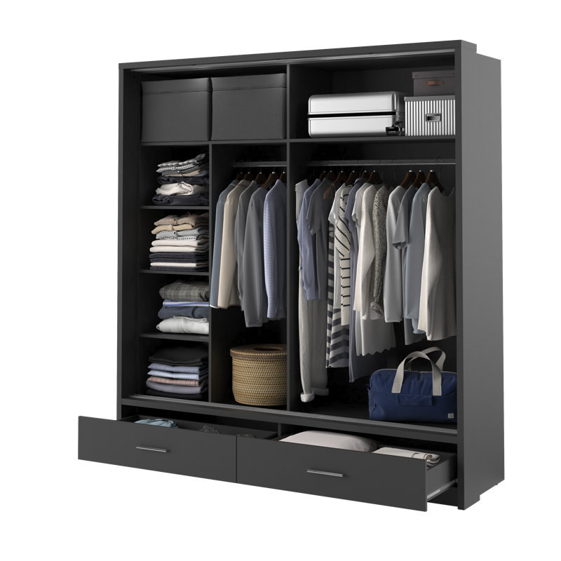 Tengan 2 Door Manufactured Wood Wardrobe, Black