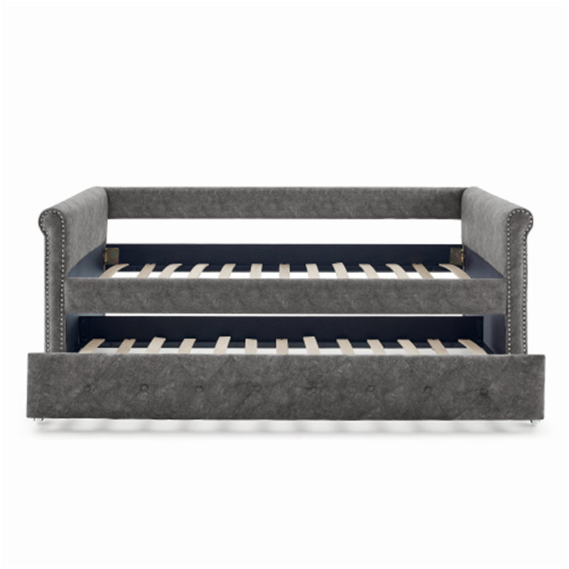 85.5'' Velvet Sofa, Gray 100% Polyester