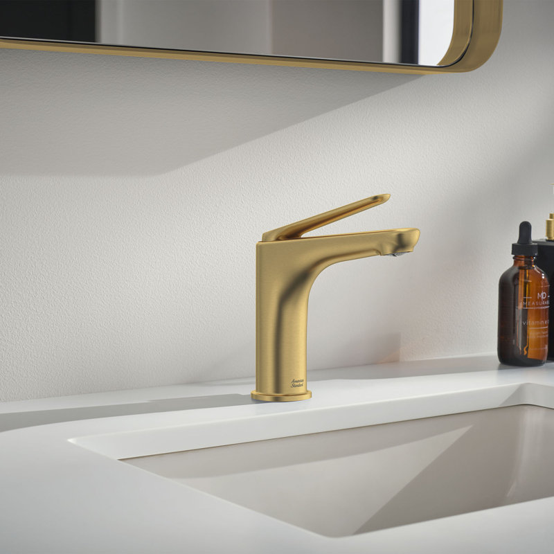 Brushed Gold Single-Handle Bathroom Faucet with Drain Assembly