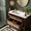 Meuble-lavabo compact 24 po avec lavabo intégré en céramique, tiroir profond et tiroir basculant-130795839